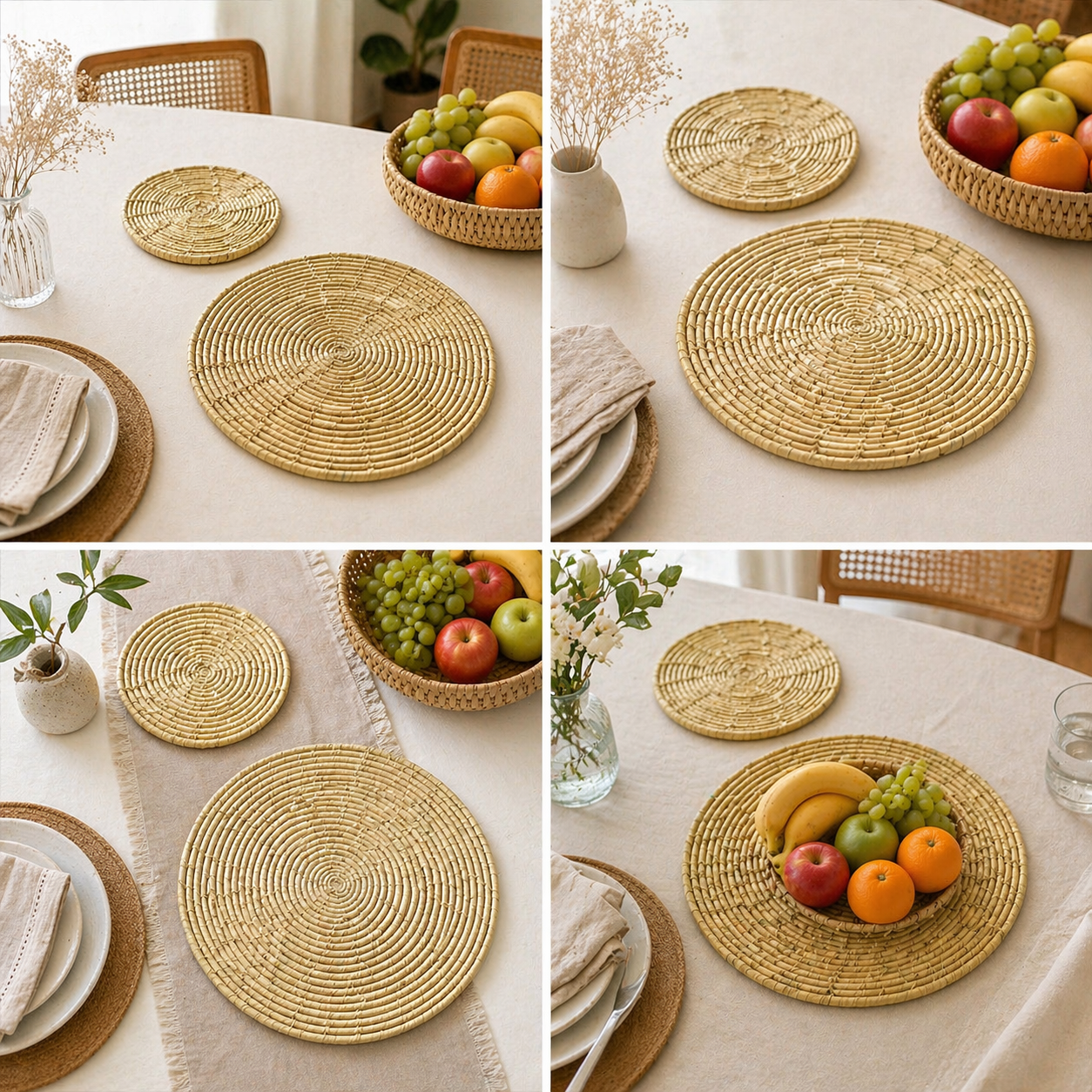 Handwoven Natural Table Mats Set